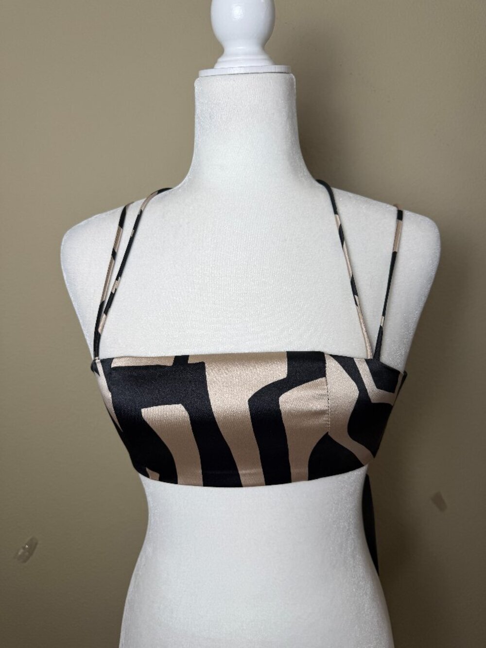 House of Harlow 1960 Satin Modern Print Bandeau Tank Top Size XS New